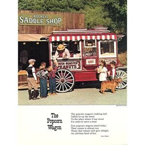 The Popcorn Wagon Inez Baker 1970s Poem Retro Kitsch Wall Art SF7